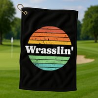 Retro Wrasslin Funny Wrestling Lover 70s Style Golf Towel