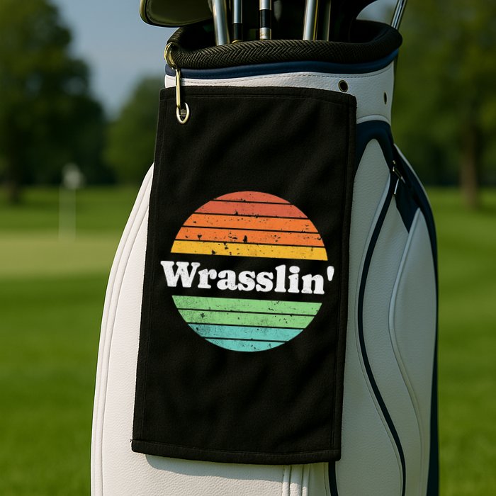 Retro Wrasslin Funny Wrestling Lover 70s Style Golf Towel