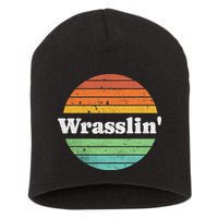 Retro Wrasslin Funny Wrestling Lover 70s Style Short Acrylic Beanie