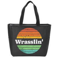 Retro Wrasslin Funny Wrestling Lover 70s Style Zip Tote Bag