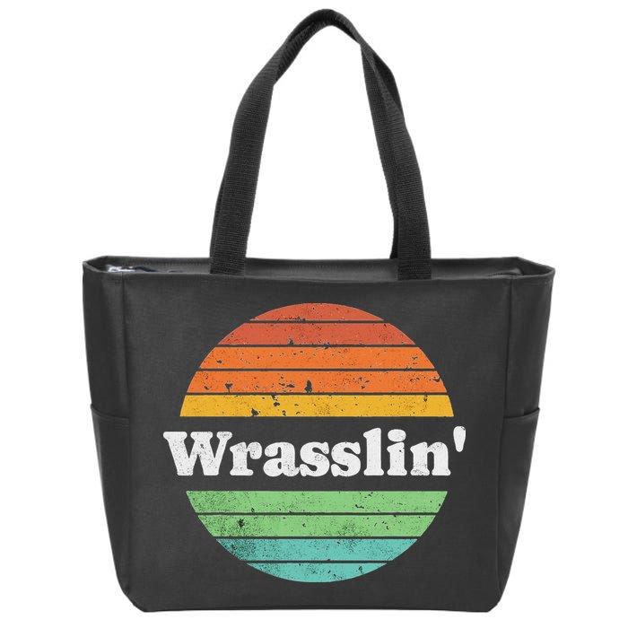 Retro Wrasslin Funny Wrestling Lover 70s Style Zip Tote Bag