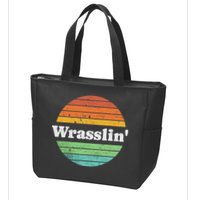 Retro Wrasslin Funny Wrestling Lover 70s Style Zip Tote Bag