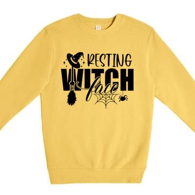 Resting Witch Face Funny Halloween Gift Premium Crewneck Sweatshirt