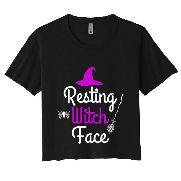 Resting Witch Face Halloween Fall Funny Trick Or Treat Sassy Great Gift Crop Top