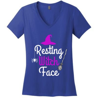 Resting Witch Face Halloween Fall Funny Trick Or Treat Sassy Great Gift Women's V-Neck T-Shirt