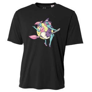 Retro Witches Flying Cooling Performance Crew T-Shirt