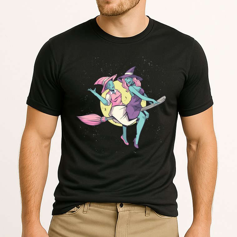 Retro Witches Flying Performance Shirt