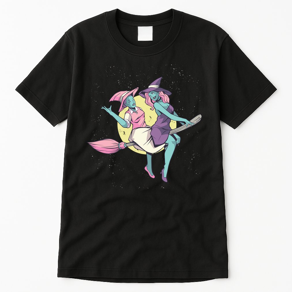 Retro Witches Flying Tall T-Shirt