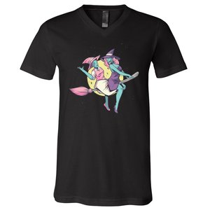 Retro Witches Flying V-Neck T-Shirt