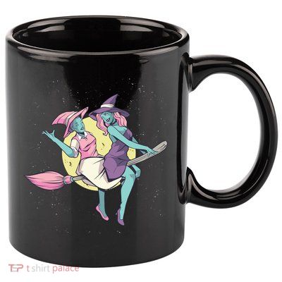 Retro Witches Flying 11oz C Handle Ceramic Mug