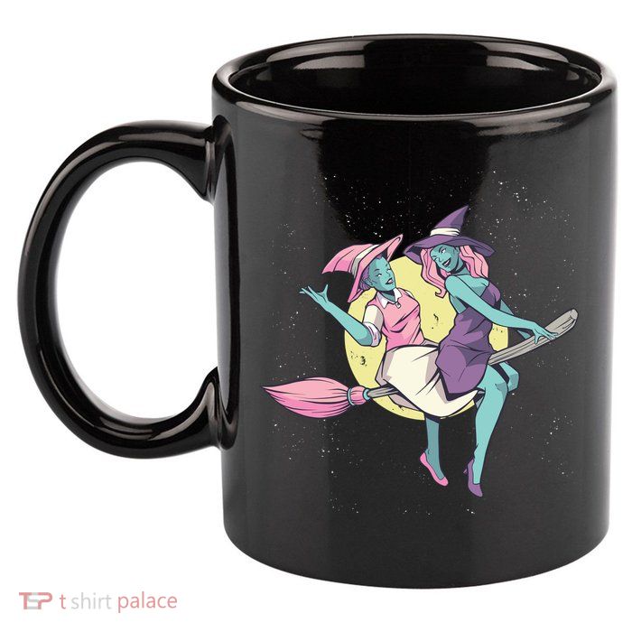Retro Witches Flying 11oz C Handle Ceramic Mug