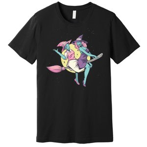 Retro Witches Flying Premium T-Shirt