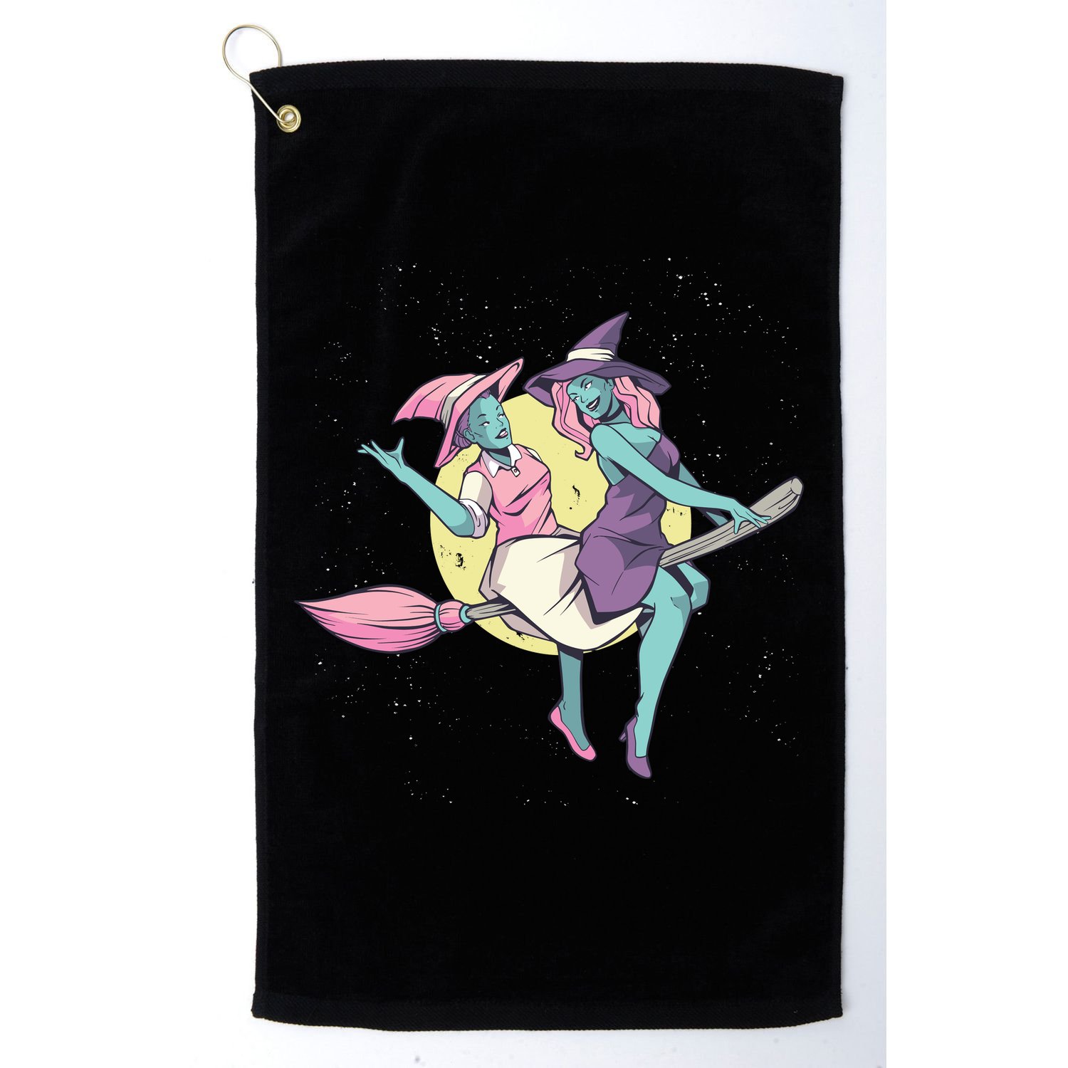 Retro Witches Flying Golf Towel