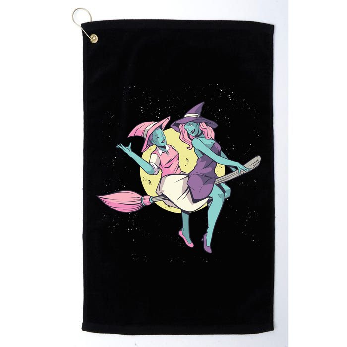 Retro Witches Flying Golf Towel