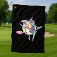 Retro Witches Flying Golf Towel