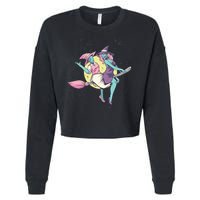 Retro Witches Flying Cropped Pullover Crew