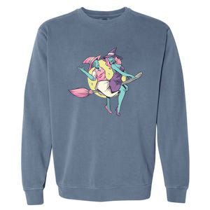 Retro Witches Flying Garment-Dyed Sweatshirt