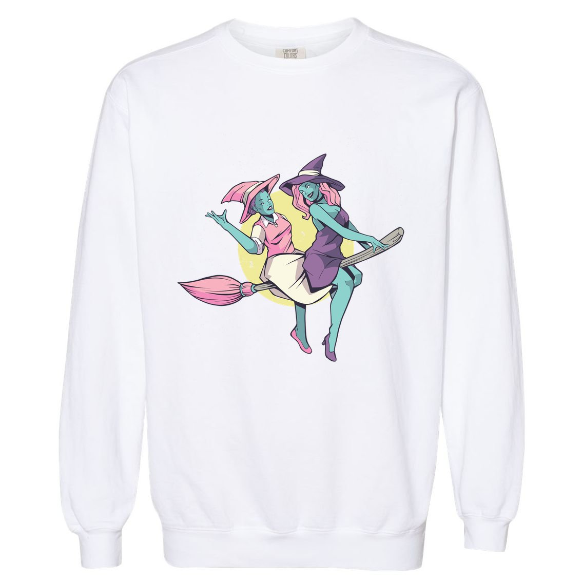 Retro Witches Flying Garment-Dyed Sweatshirt