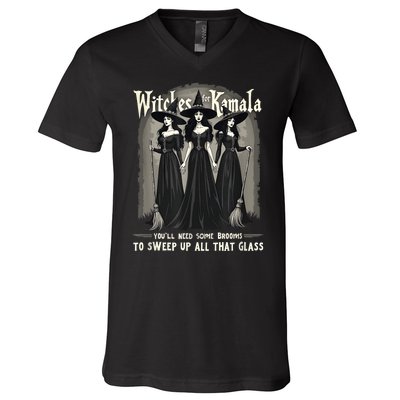 Retro Witches For Kamala Youll Need Some Brooms To Sweep Up V-Neck T-Shirt