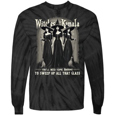 Retro Witches For Kamala Youll Need Some Brooms To Sweep Up Tie-Dye Long Sleeve Shirt