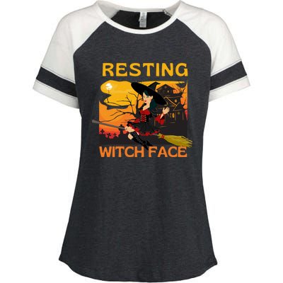 Resting Witch Face Fun Halloween Gift Enza Ladies Jersey Colorblock Tee