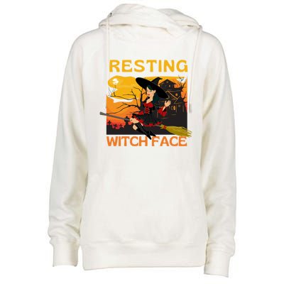 Resting Witch Face Fun Halloween Gift Womens Funnel Neck Pullover Hood