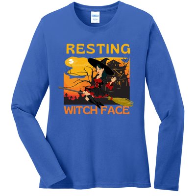 Resting Witch Face Fun Halloween Gift Ladies Long Sleeve Shirt