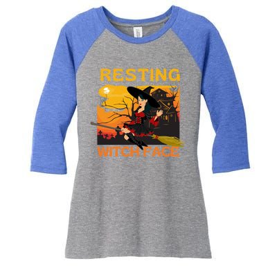 Resting Witch Face Fun Halloween Gift Women's Tri-Blend 3/4-Sleeve Raglan Shirt