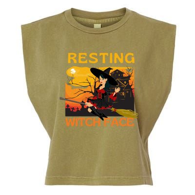 Resting Witch Face Fun Halloween Gift Garment-Dyed Women's Muscle Tee