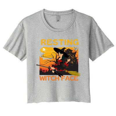 Resting Witch Face Fun Halloween Gift Women's Crop Top Tee