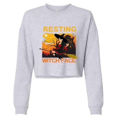 Resting Witch Face Fun Halloween Gift Cropped Pullover Crew