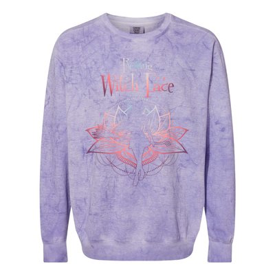 Resting Witch Face Halloween Lotus Flower For Yogi Witch Gift Colorblast Crewneck Sweatshirt