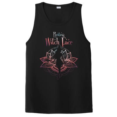 Resting Witch Face Halloween Lotus Flower For Yogi Witch Gift PosiCharge Competitor Tank