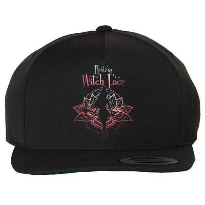 Resting Witch Face Halloween Lotus Flower For Yogi Witch Gift Wool Snapback Cap