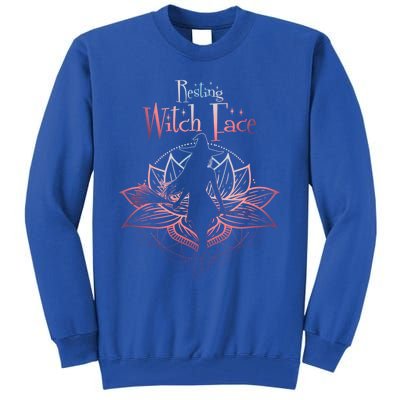 Resting Witch Face Halloween Lotus Flower For Yogi Witch Gift Tall Sweatshirt