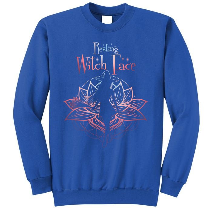 Resting Witch Face Halloween Lotus Flower For Yogi Witch Gift Tall Sweatshirt