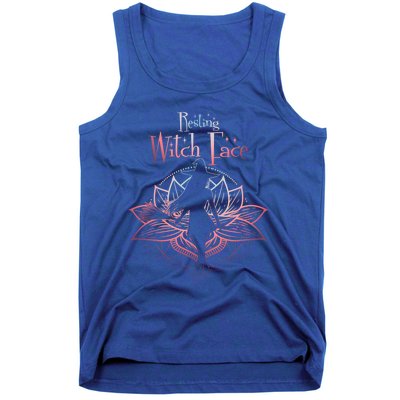 Resting Witch Face Halloween Lotus Flower For Yogi Witch Gift Tank Top