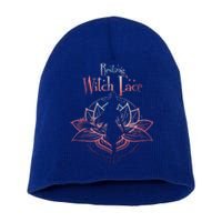 Resting Witch Face Halloween Lotus Flower For Yogi Witch Gift Short Acrylic Beanie