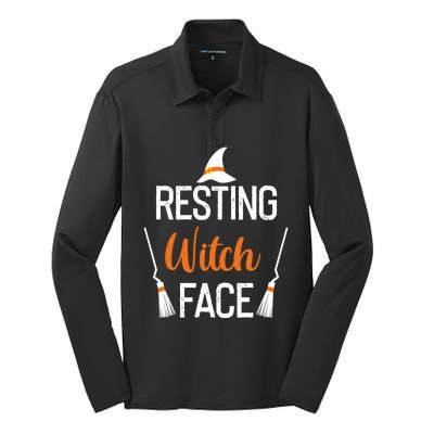 Resting Witch Face Great Gift Silk Touch Performance Long Sleeve Polo