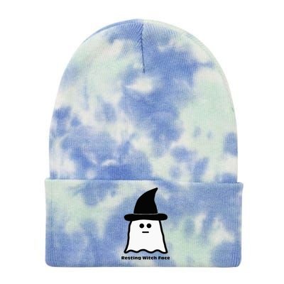 Resting Witch Face Funny Ghost Halloween Tie Dye 12in Knit Beanie