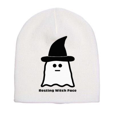 Resting Witch Face Funny Ghost Halloween Short Acrylic Beanie