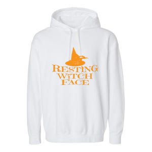 Resting Witch Face Orange Witch Hat Cute Gift Garment-Dyed Fleece Hoodie