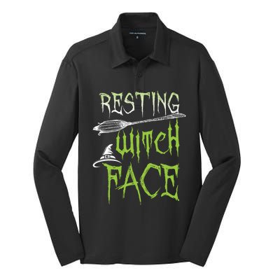 Resting Witch Face Party Gift Silk Touch Performance Long Sleeve Polo