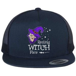 Resting Witch Face Washed Style I Funny Halloween Costume Gift Flat Bill Trucker Hat