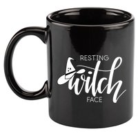 Resting Witch Face With Witch Hat Funny Halloween Design Funny Gift 11oz C Handle Ceramic Mug