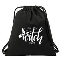 Resting Witch Face With Witch Hat Funny Halloween Design Funny Gift Drawstring Bag