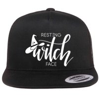 Resting Witch Face With Witch Hat Funny Halloween Design Funny Gift Flat Bill Trucker Hat