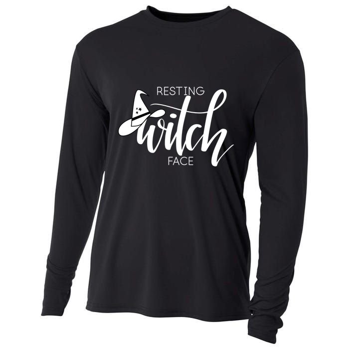 Resting Witch Face With Witch Hat Funny Halloween Design Funny Gift Cooling Performance Long Sleeve Crew