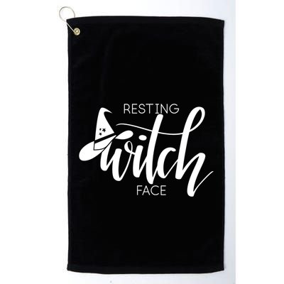 Resting Witch Face With Witch Hat Funny Halloween Design Funny Gift Golf Towel