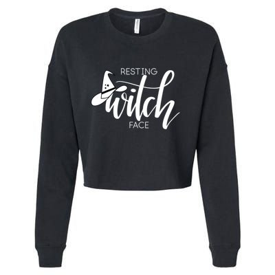 Resting Witch Face With Witch Hat Funny Halloween Design Funny Gift Cropped Pullover Crew